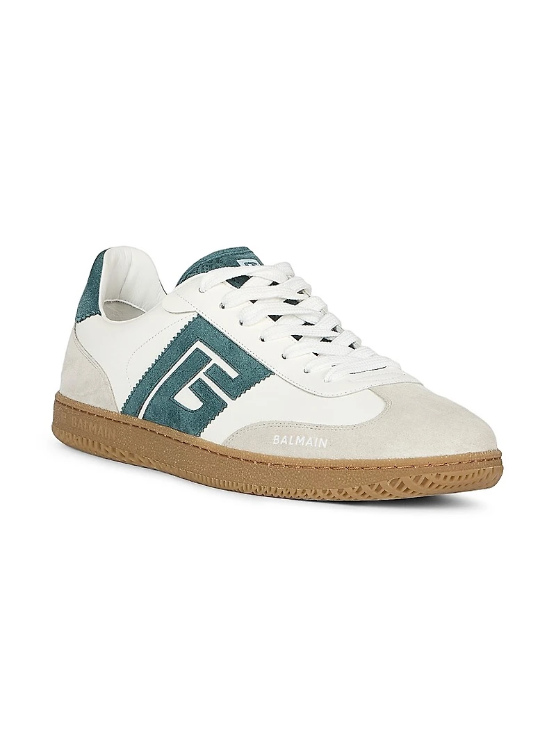 Swan Logo Leather Low-Top Sneakers