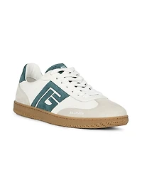 Swan Logo Leather Low-Top Sneakers