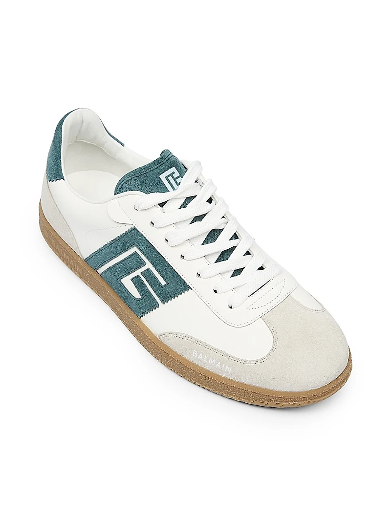 Swan Logo Leather Low-Top Sneakers