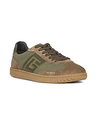 Swan Logo Canvas & Suede Low-Top Sneakers