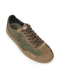 Swan Logo Canvas & Suede Low-Top Sneakers