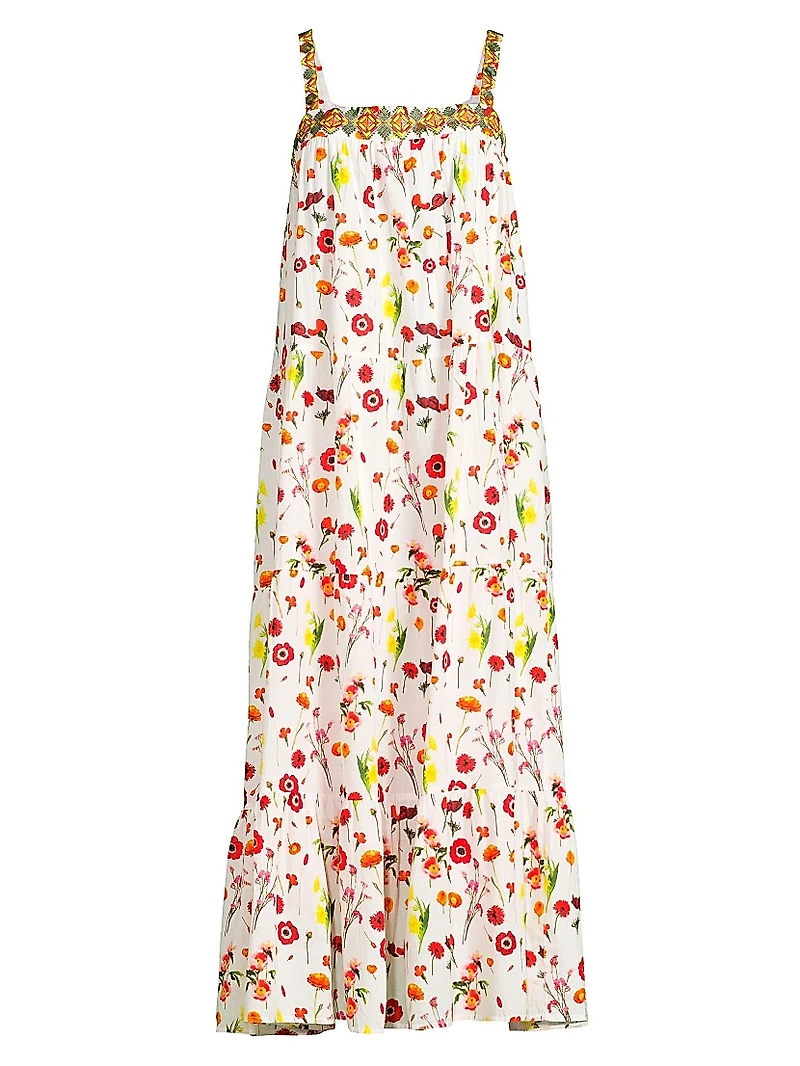 Natasha Floral Cotton Tiered Maxi Dress