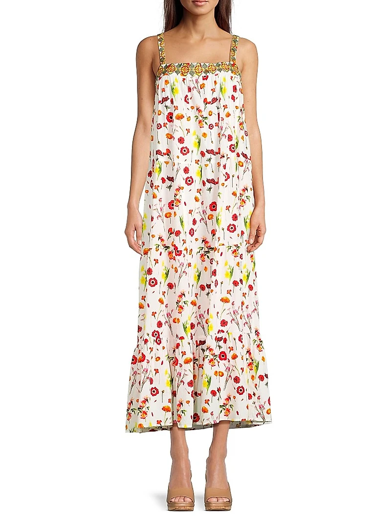 Natasha Floral Cotton Tiered Maxi Dress