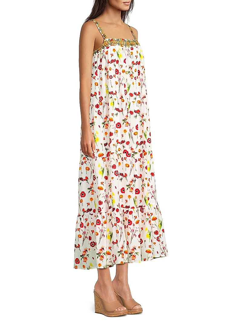 Natasha Floral Cotton Tiered Maxi Dress