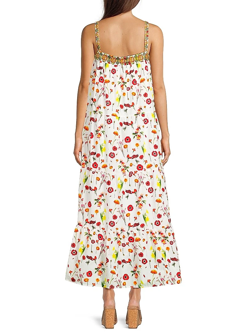 Natasha Floral Cotton Tiered Maxi Dress