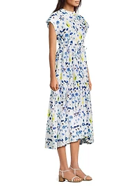 Mumi Floral Cotton Tie-Waist Midi-Dress