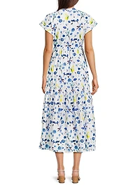 Mumi Floral Cotton Tie-Waist Midi-Dress