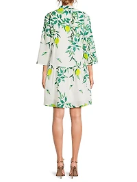 Deauville Leaf-Printed Mini-Shirtdress