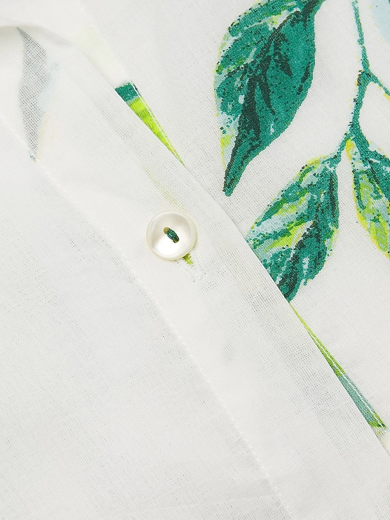 Deauville Leaf-Printed Mini-Shirtdress