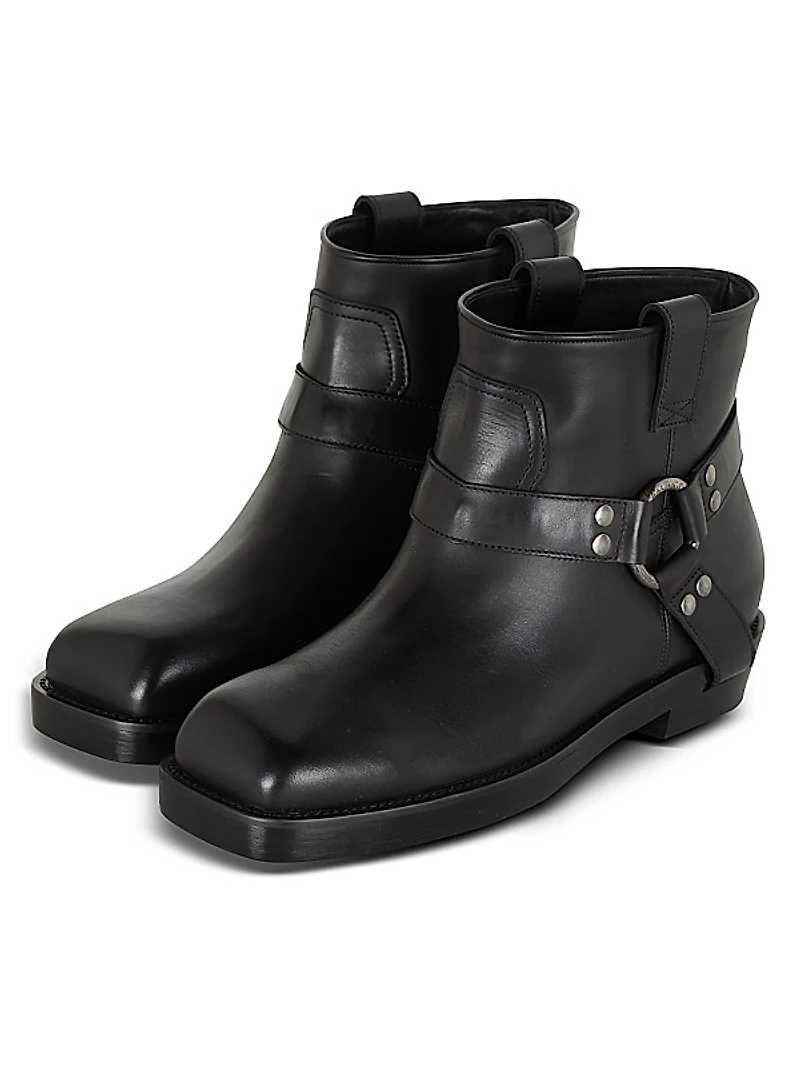 Biker Leather Ankle Boots