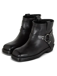 Biker Leather Ankle Boots