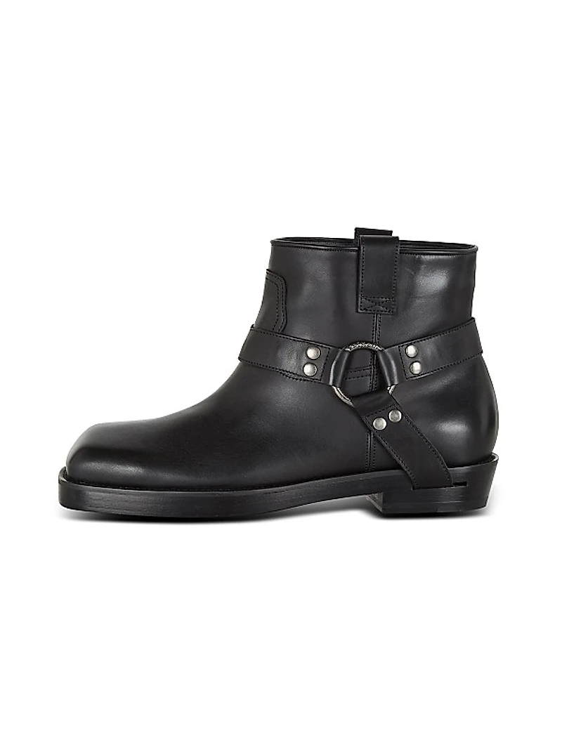 Biker Leather Ankle Boots