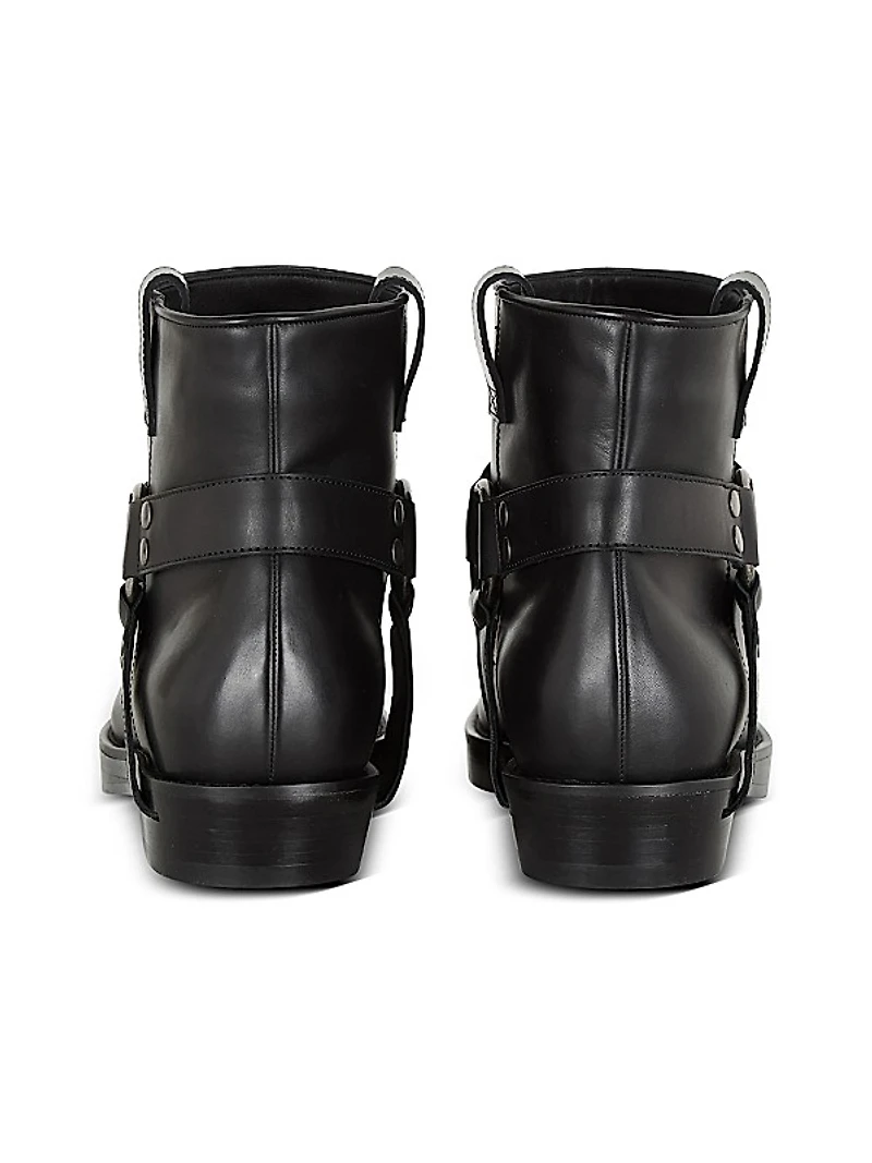 Biker Leather Ankle Boots