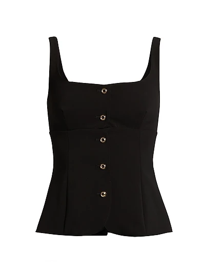 Square Neck Button-Front Top