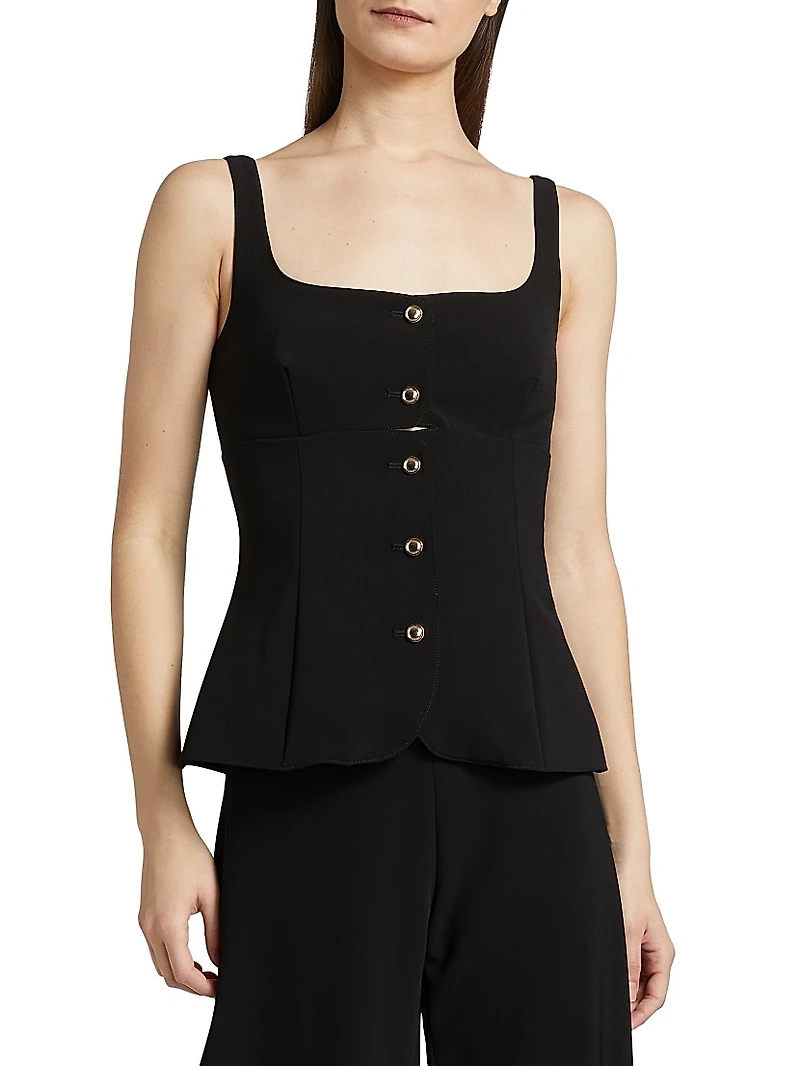 Square Neck Button-Front Top