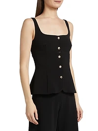 Square Neck Button-Front Top