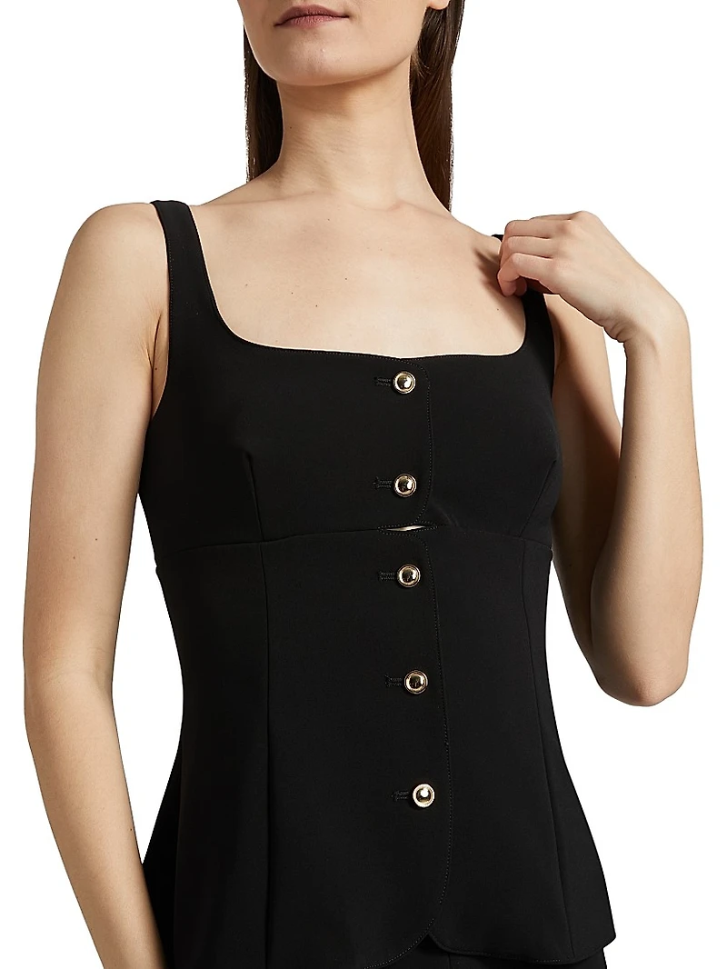 Square Neck Button-Front Top