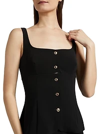 Square Neck Button-Front Top