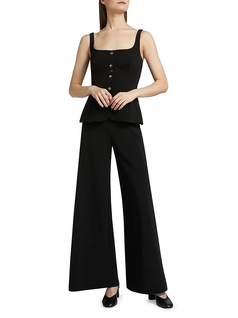 Square Neck Button-Front Top
