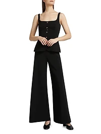 Square Neck Button-Front Top
