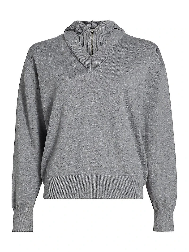 Cotton-Cashmere Double Layer Pullover Hoodie
