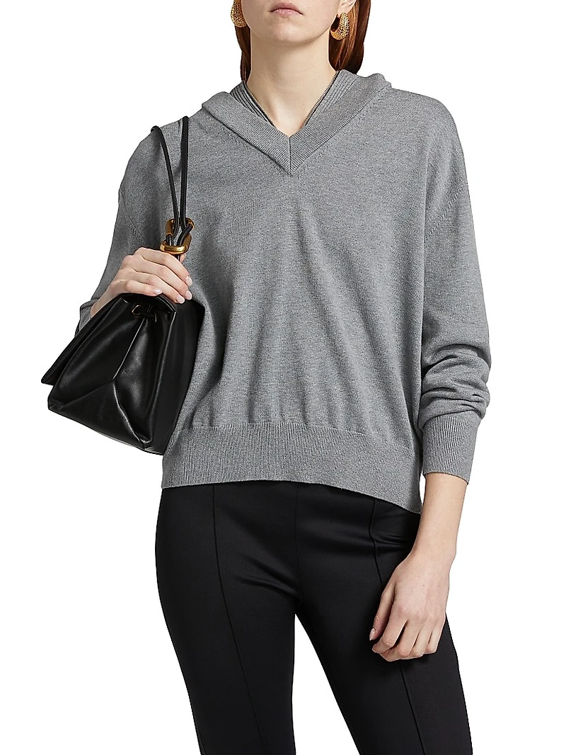 Cotton-Cashmere Double Layer Pullover Hoodie