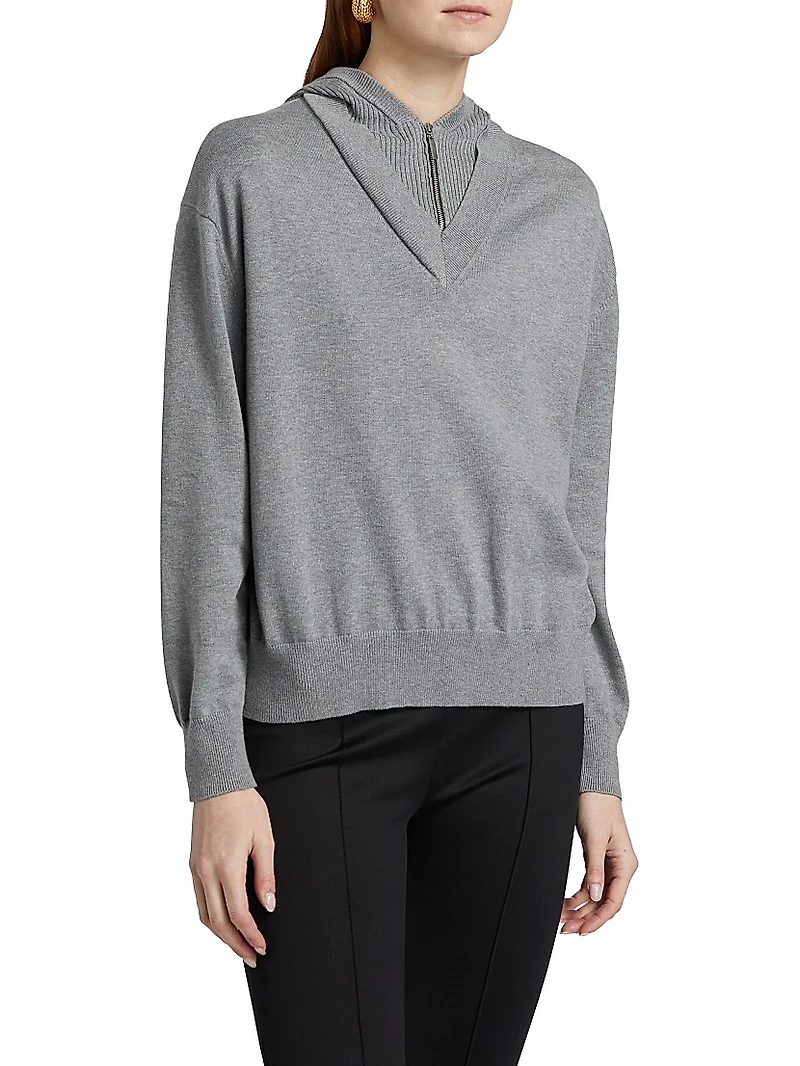 Cotton-Cashmere Double Layer Pullover Hoodie