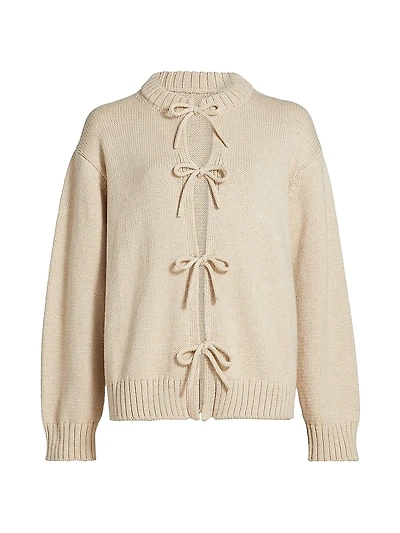 Cotton-Alpaca Knit Tie-Front Cardigan