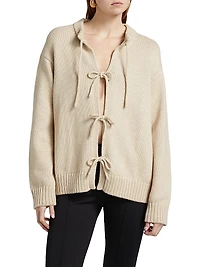 Cotton-Alpaca Knit Tie-Front Cardigan