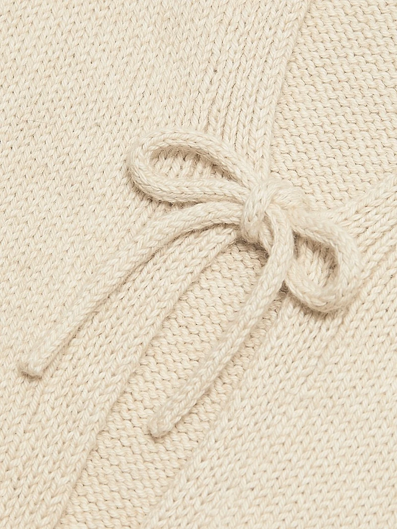 Cotton-Alpaca Knit Tie-Front Cardigan