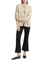 Cotton-Alpaca Knit Tie-Front Cardigan
