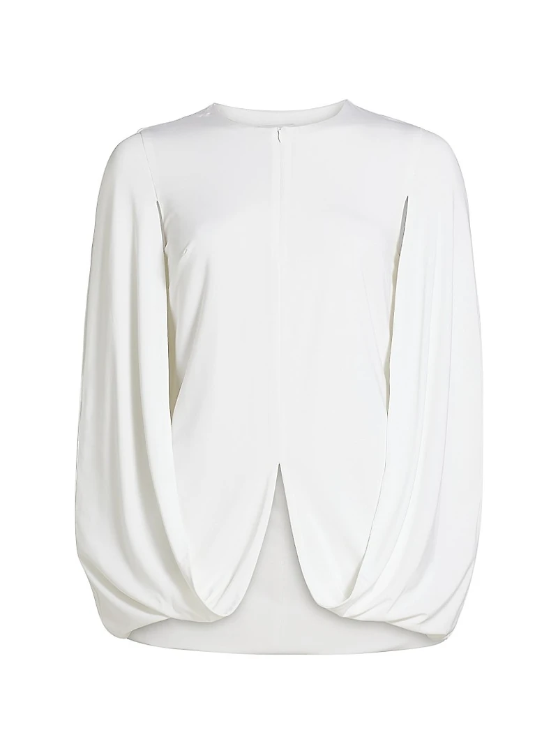 Draped Round-Neck Cape Top