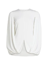Draped Round-Neck Cape Top