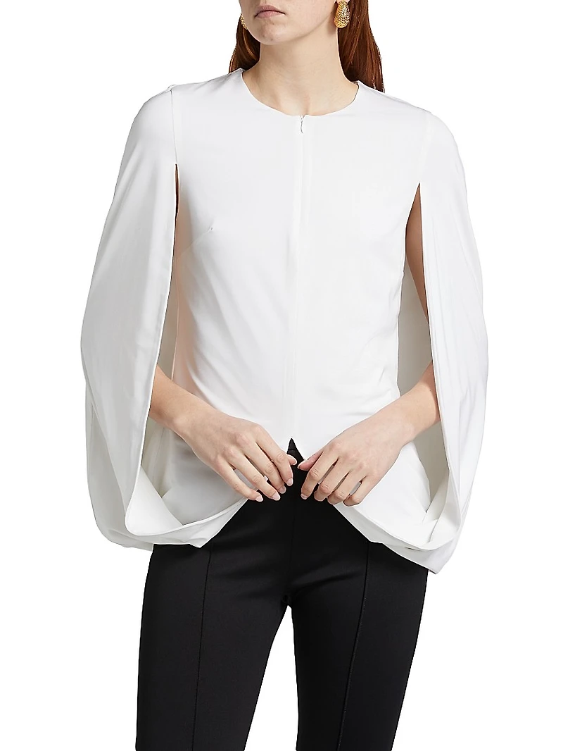 Draped Round-Neck Cape Top