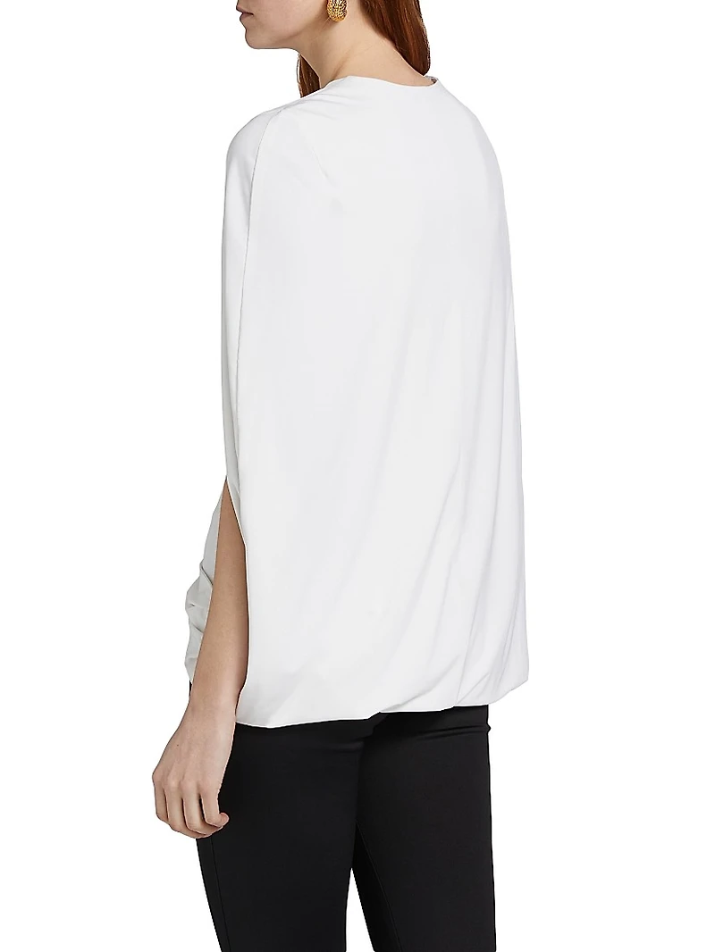 Draped Round-Neck Cape Top