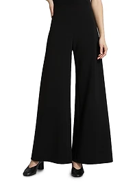 Bias-Cut Mid-Rise Wide-Leg Pants