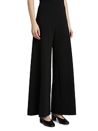 Bias-Cut Mid-Rise Wide-Leg Pants
