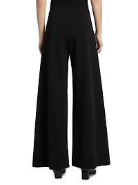 Bias-Cut Mid-Rise Wide-Leg Pants