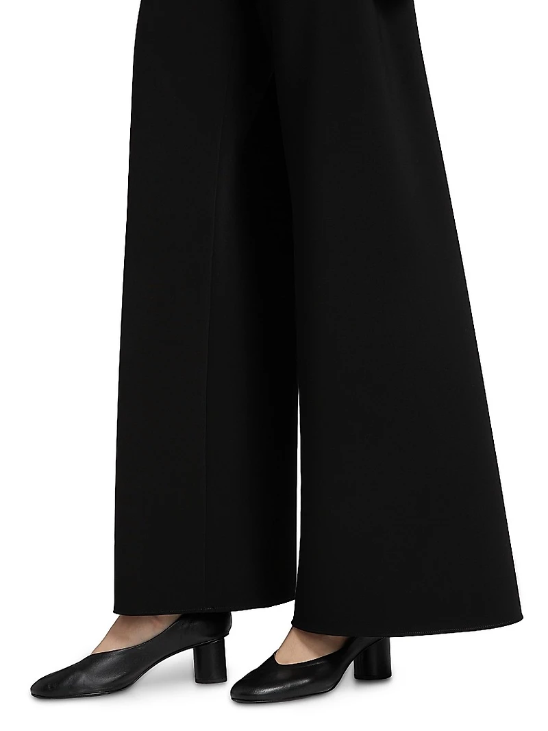 Bias-Cut Mid-Rise Wide-Leg Pants