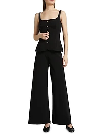 Bias-Cut Mid-Rise Wide-Leg Pants