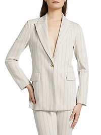 Pinstriped Single-Breasted Jacket