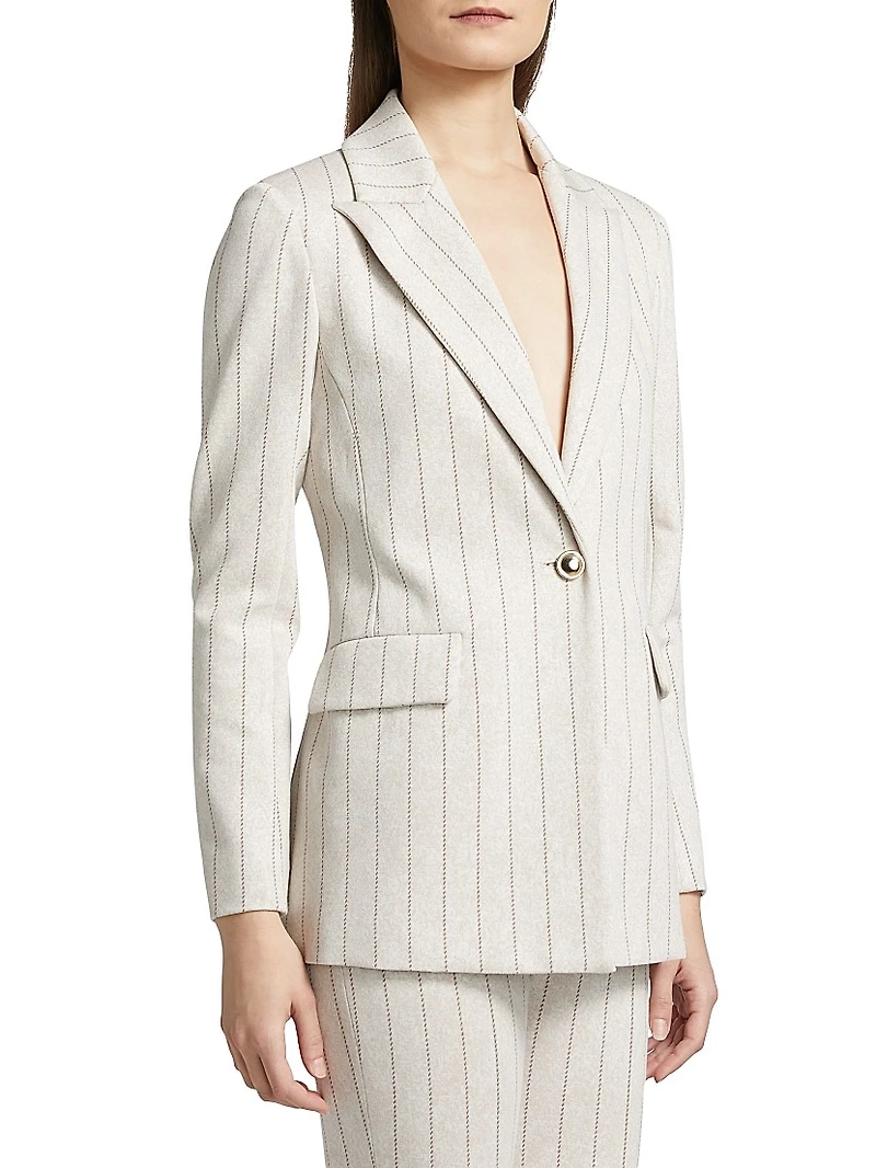 Pinstriped Single-Breasted Jacket