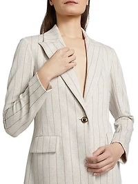 Pinstriped Single-Breasted Jacket