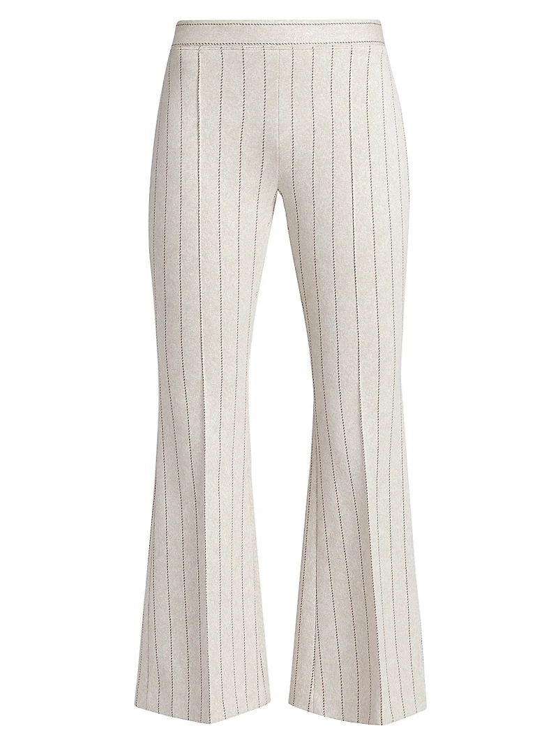 Pinstriped Cropped Flared Pants