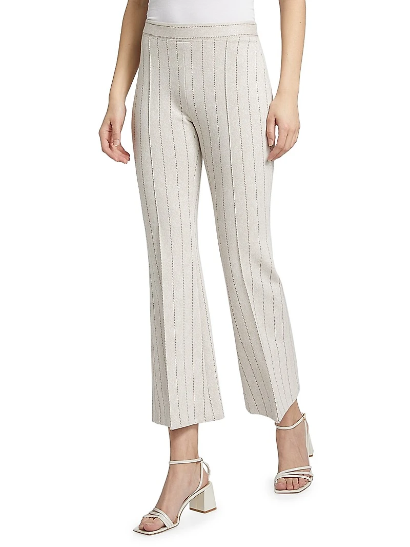 Pinstriped Cropped Flared Pants