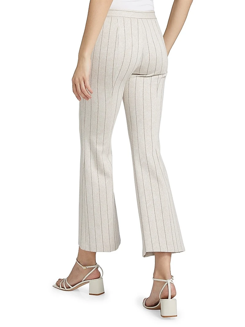 Pinstriped Cropped Flared Pants
