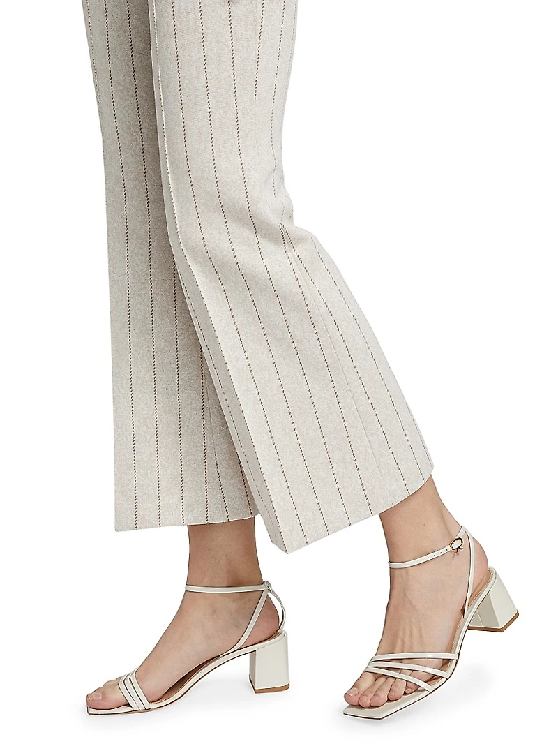 Pinstriped Cropped Flared Pants