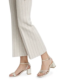 Pinstriped Cropped Flared Pants