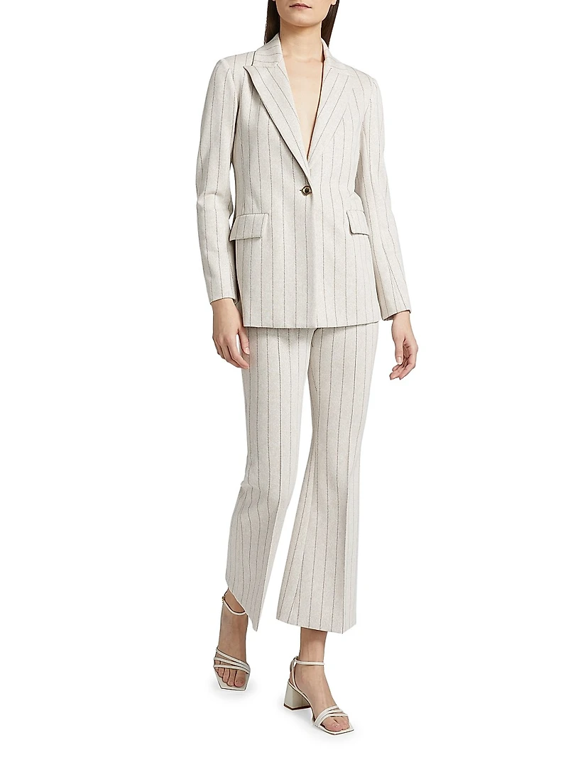 Pinstriped Cropped Flared Pants
