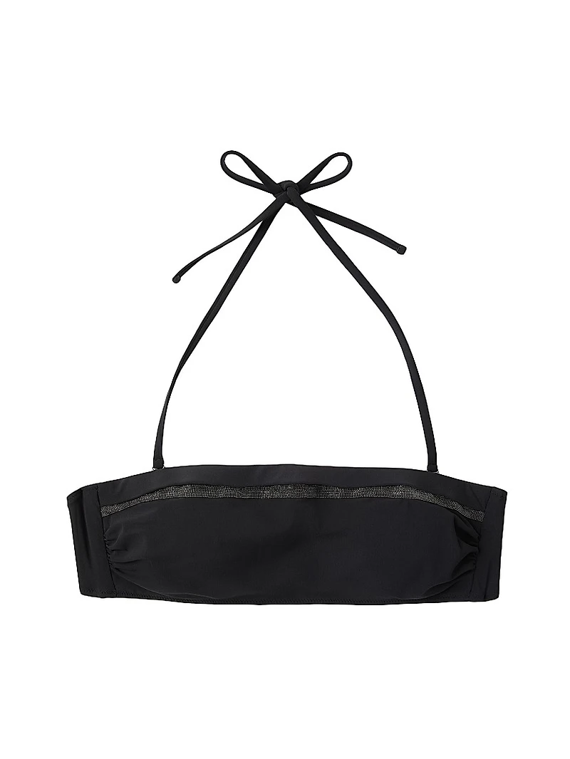Techno Jersey Bandeau Bikini Top with Monili